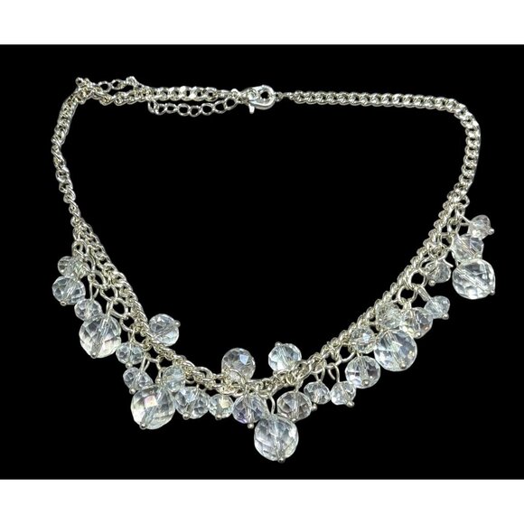 Whimsical Crystal Glass Beaded Fringe Necklace - Picture 1 of 5